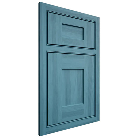 Shiloh Cabinetry Beaded Inset Lancaster Hickory Plain Cut Aqua Door