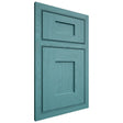 Shiloh Cabinetry Beaded Inset Lancaster Red Oak Plain Cut Aqua Door