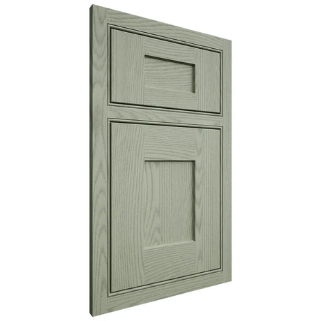 Shiloh Cabinetry Beaded Inset Lancaster Red Oak Plain Cut Moss Door