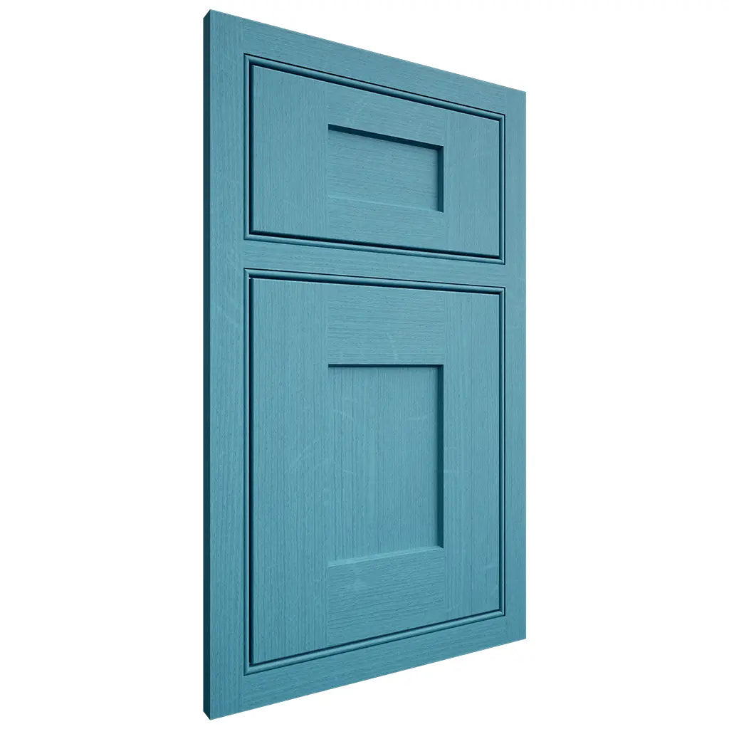 Shiloh Cabinetry Beaded Inset Lancaster White Oak Quarter Sawn Aqua Door