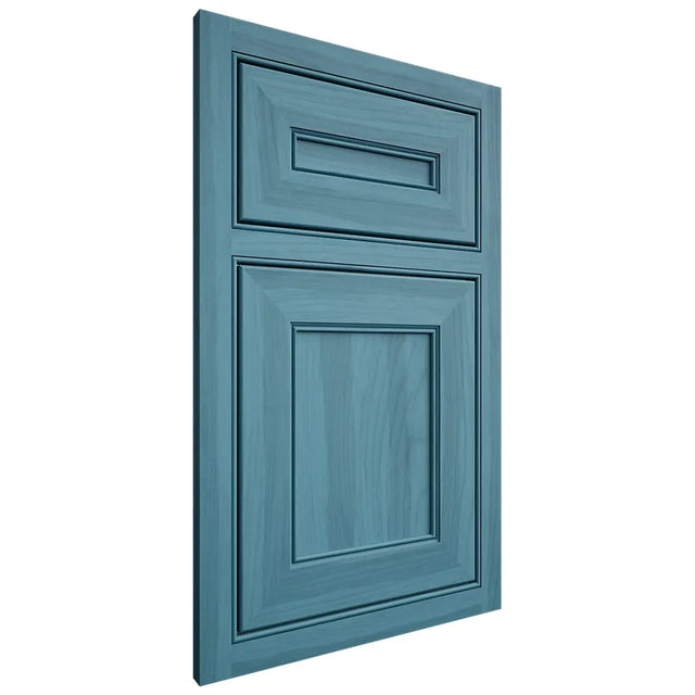 Shiloh Cabinetry Beaded Inset Landes Hickory Plain Cut Aqua Door