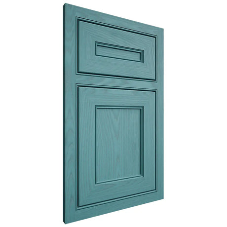 Shiloh Cabinetry Beaded Inset Landes Red Oak Plain Cut Aqua Door