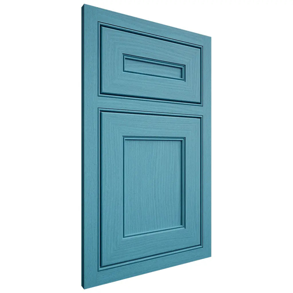 Shiloh Cabinetry Beaded Inset Landes White Oak Plain Cut Aqua Door