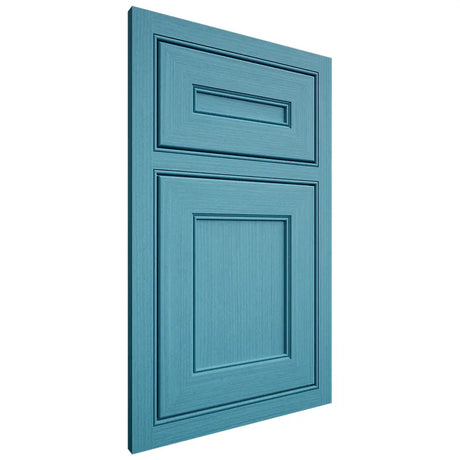 Shiloh Cabinetry Beaded Inset Landes White Oak Rift Cut Aqua Door