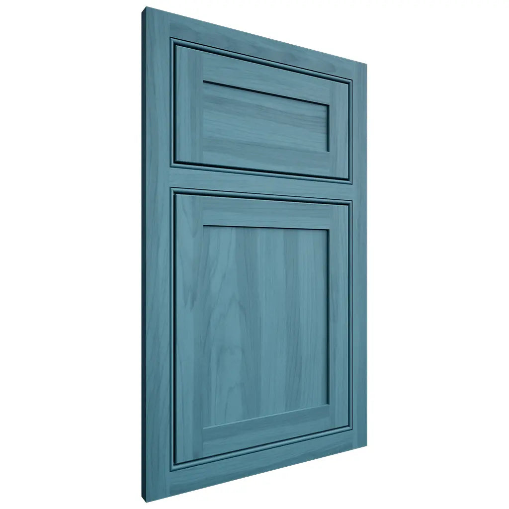 Shiloh Cabinetry Beaded Inset Malibu Hickory Plain Cut Aqua Door