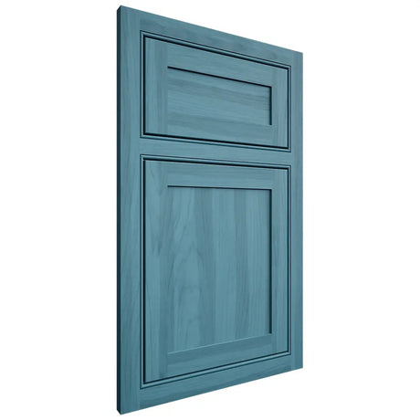 Shiloh Cabinetry Beaded Inset Malibu Hickory Plain Cut Aqua Door
