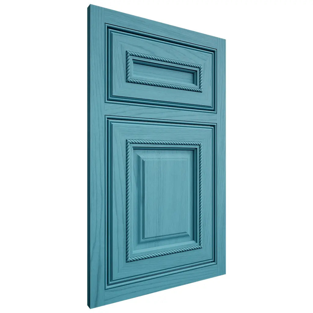 Shiloh Cabinetry Beaded Inset Manchester Alder Plain Cut Aqua Door