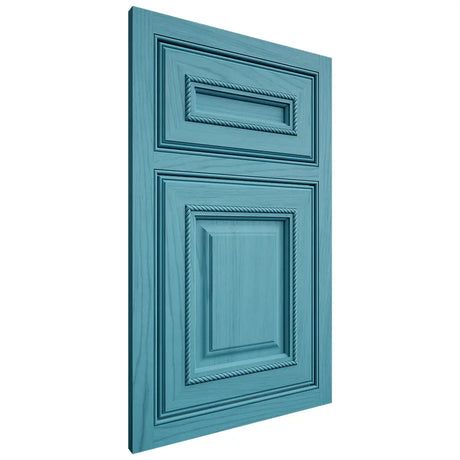Shiloh Cabinetry Beaded Inset Manchester Alder Plain Cut Aqua Door