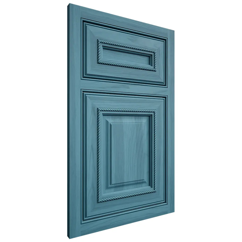 Shiloh Cabinetry Beaded Inset Manchester Hickory Plain Cut Aqua Door