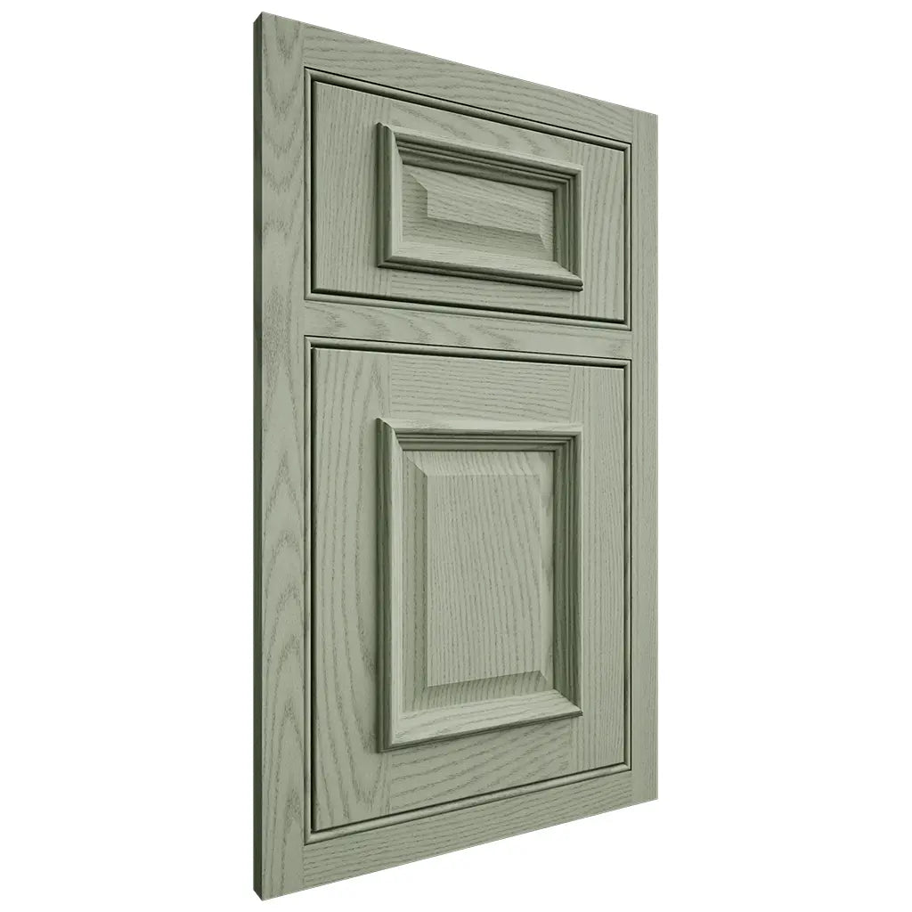 Shiloh Cabinetry Beaded Inset Montgomery Red Oak Plain Cut Moss Door