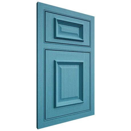 Shiloh Cabinetry Beaded Inset Montgomery White Oak Plain Cut Aqua Door