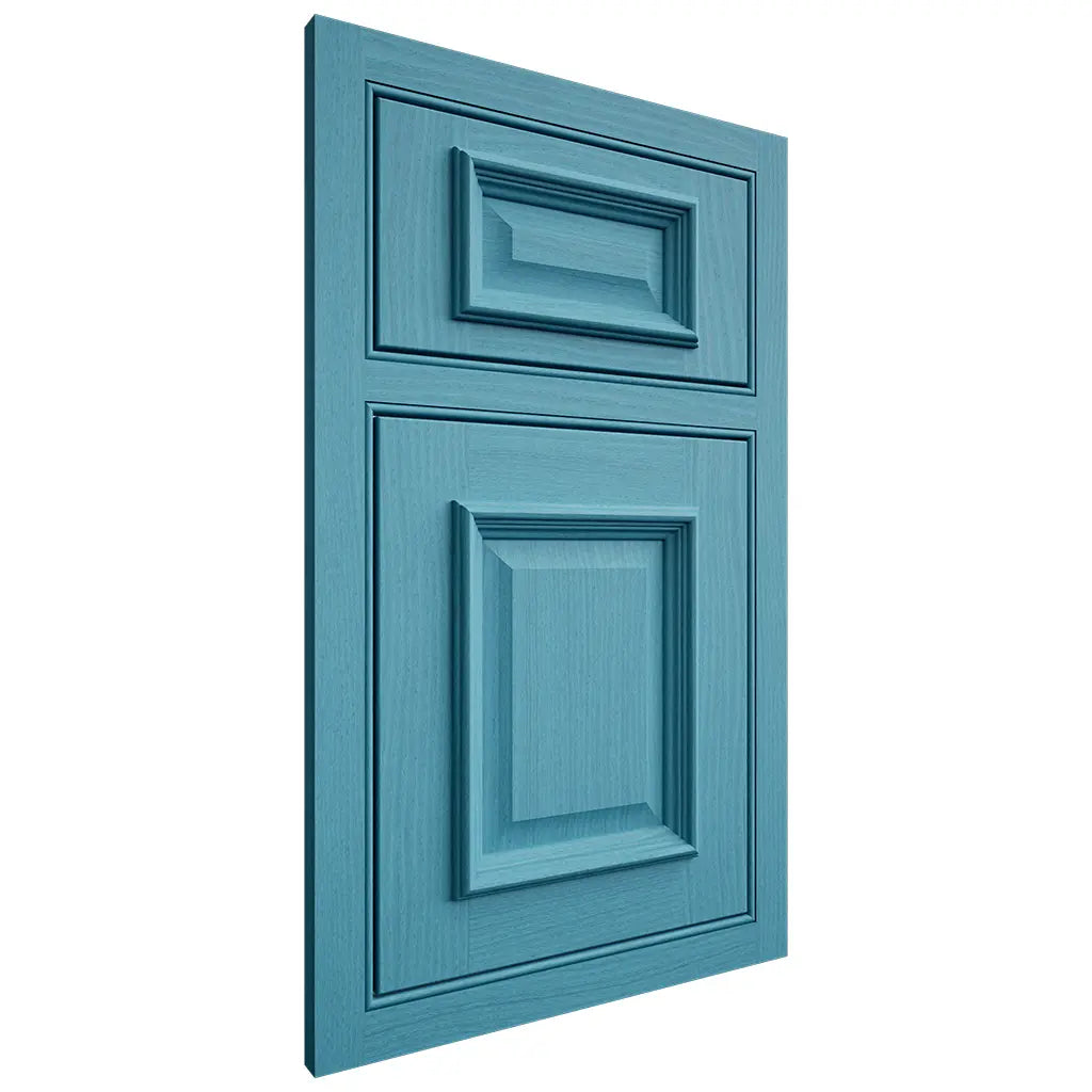 Shiloh Cabinetry Beaded Inset Montgomery White Oak Plain Cut Aqua Door