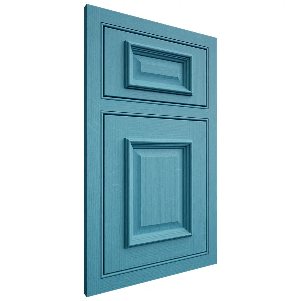 Shiloh Cabinetry Beaded Inset Montgomery White Oak Quarter Sawn Aqua Door