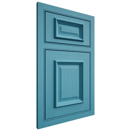 Shiloh Cabinetry Beaded Inset Montgomery White Oak Rift Cut Aqua Door