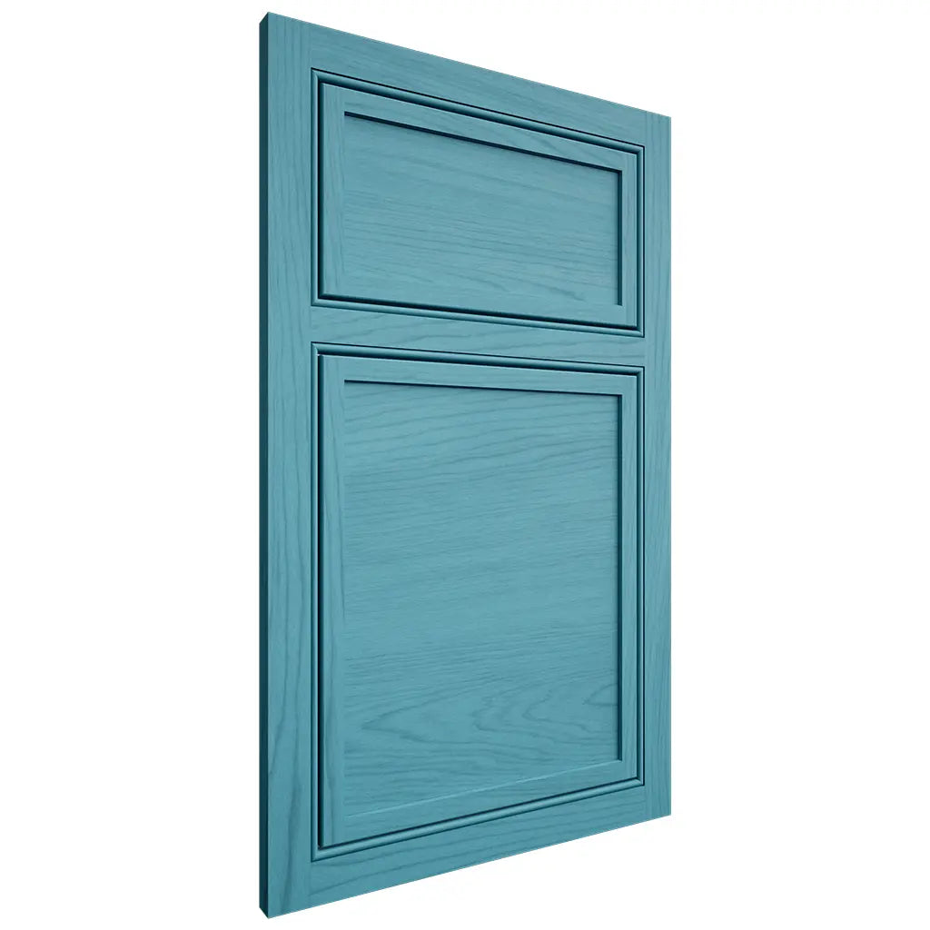 Shiloh Cabinetry Beaded Inset Napa Horizontal Alder Plain Cut Aqua Door