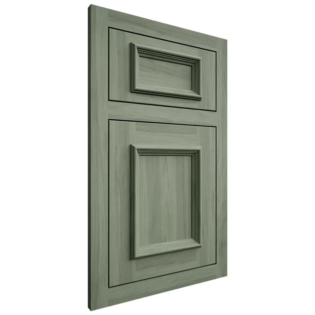 Shiloh Cabinetry Beaded Inset Napa Horizontal Hickory Plain Cut Moss Door