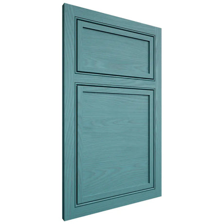Shiloh Cabinetry Beaded Inset Napa Horizontal Red Oak Plain Cut Aqua Door