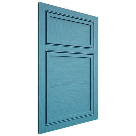 Shiloh Cabinetry Beaded Inset Napa Horizontal White Oak Plain Cut Aqua Door