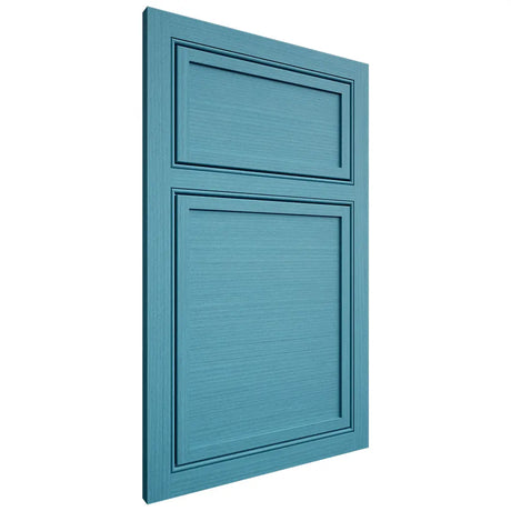 Shiloh Cabinetry Beaded Inset Napa Horizontal White Oak Rift Cut Aqua Door