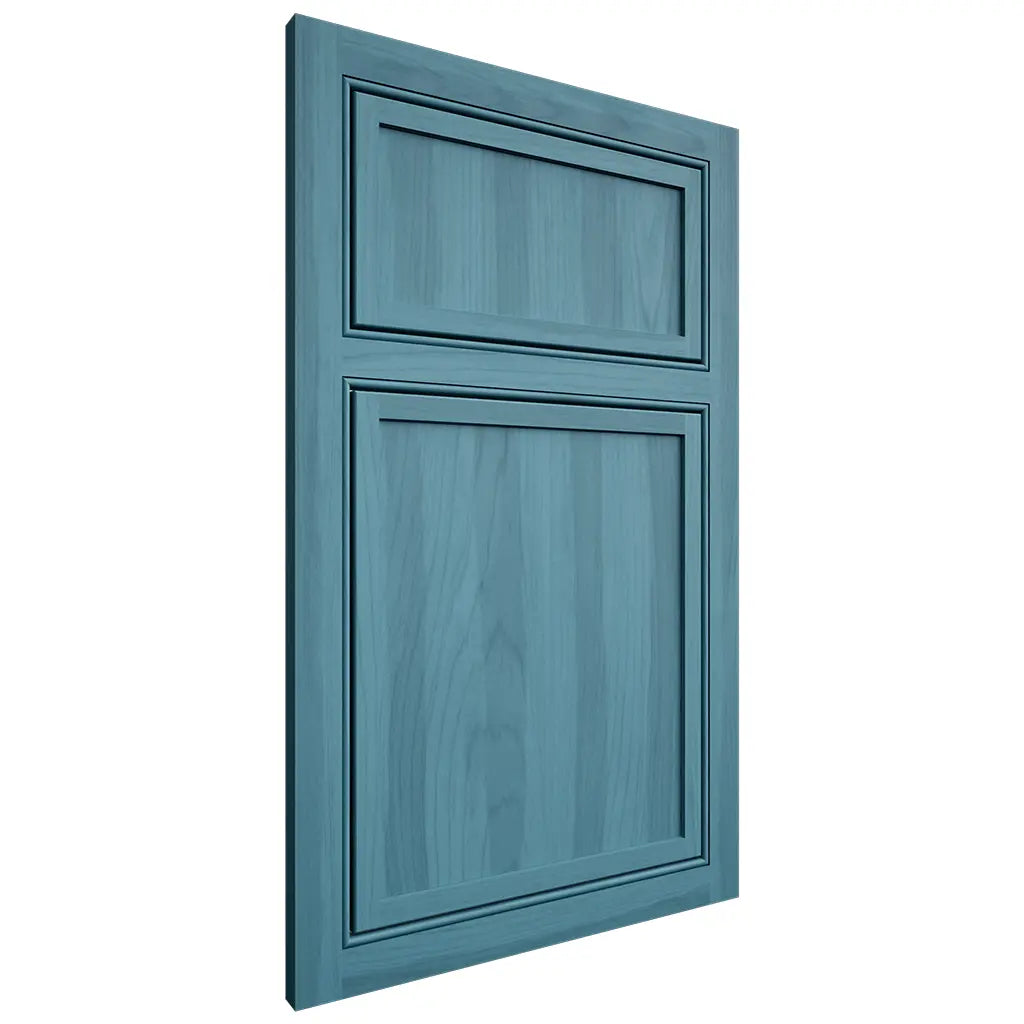Shiloh Cabinetry Beaded Inset Napa Vertical Hickory Plain Cut Aqua Door