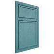 Shiloh Cabinetry Beaded Inset Napa Vertical Red Oak Plain Cut Aqua Door