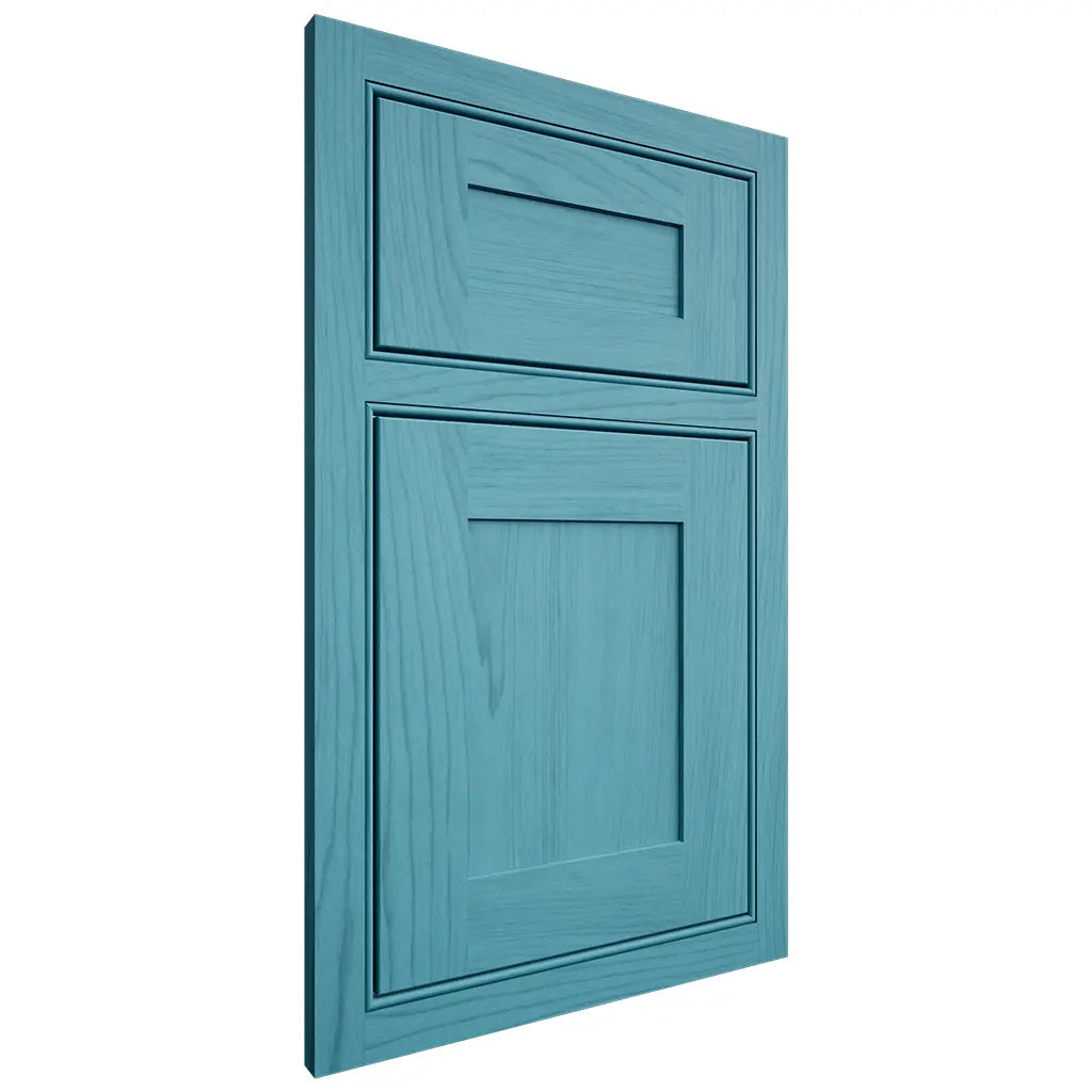Shiloh Cabinetry Beaded Inset New Haven Alder Plain Cut Aqua Door