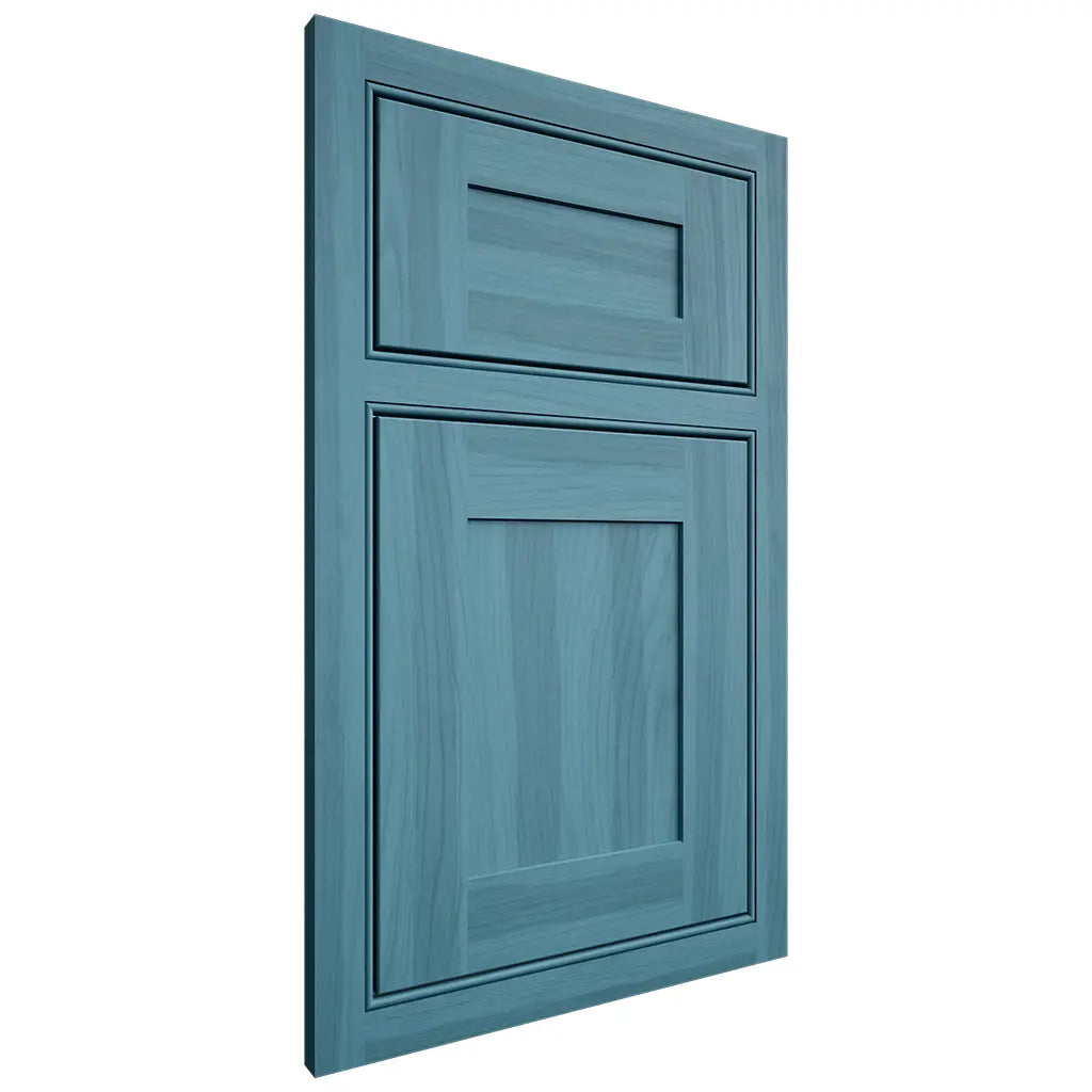 Shiloh Cabinetry Beaded Inset New Haven Hickory Plain Cut Aqua Door
