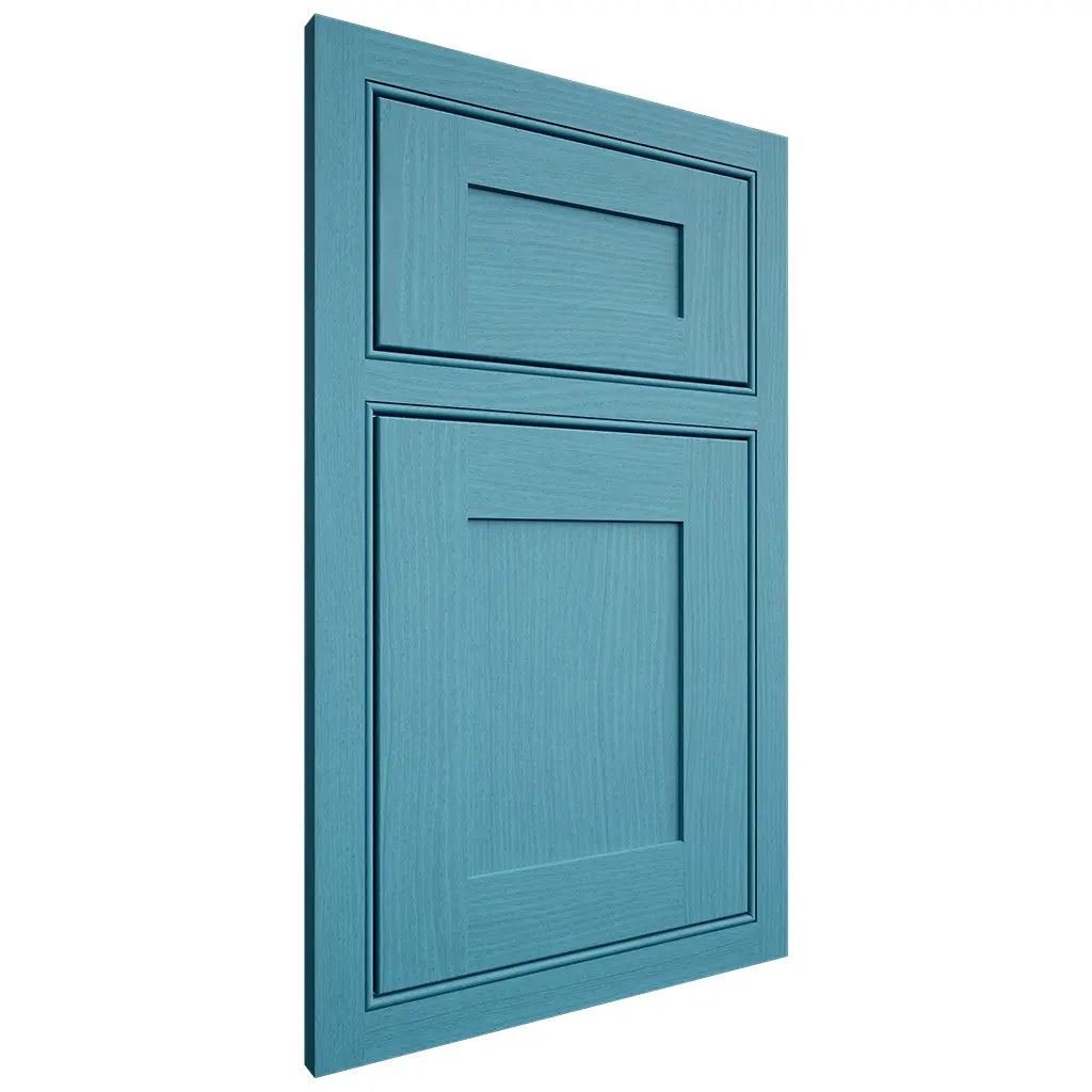 Shiloh Cabinetry Beaded Inset New Haven White Oak Plain Cut Aqua Door