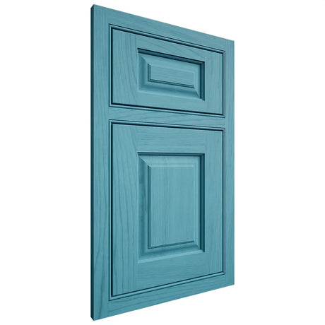 Shiloh Cabinetry Beaded Inset Oxford Alder Plain Cut Aqua Door