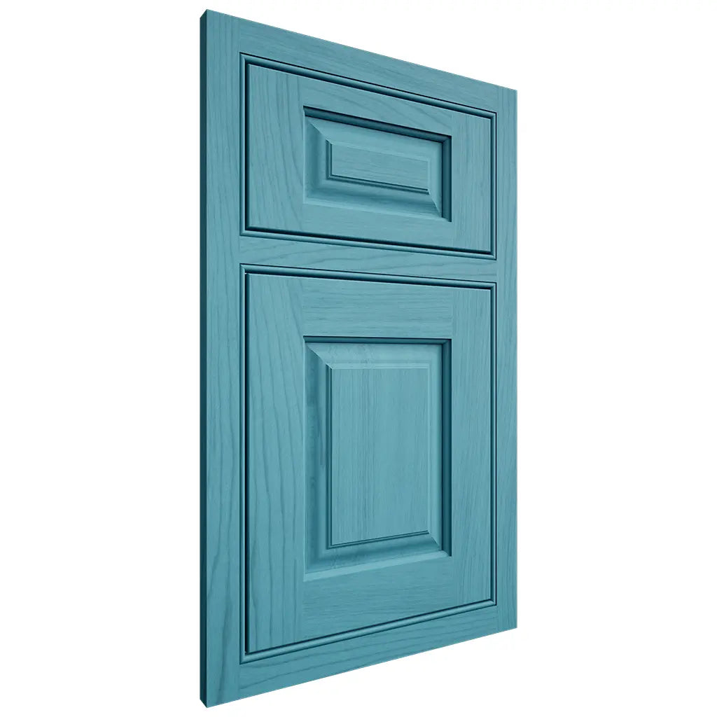 Shiloh Cabinetry Beaded Inset Oxford Alder Plain Cut Aqua Door