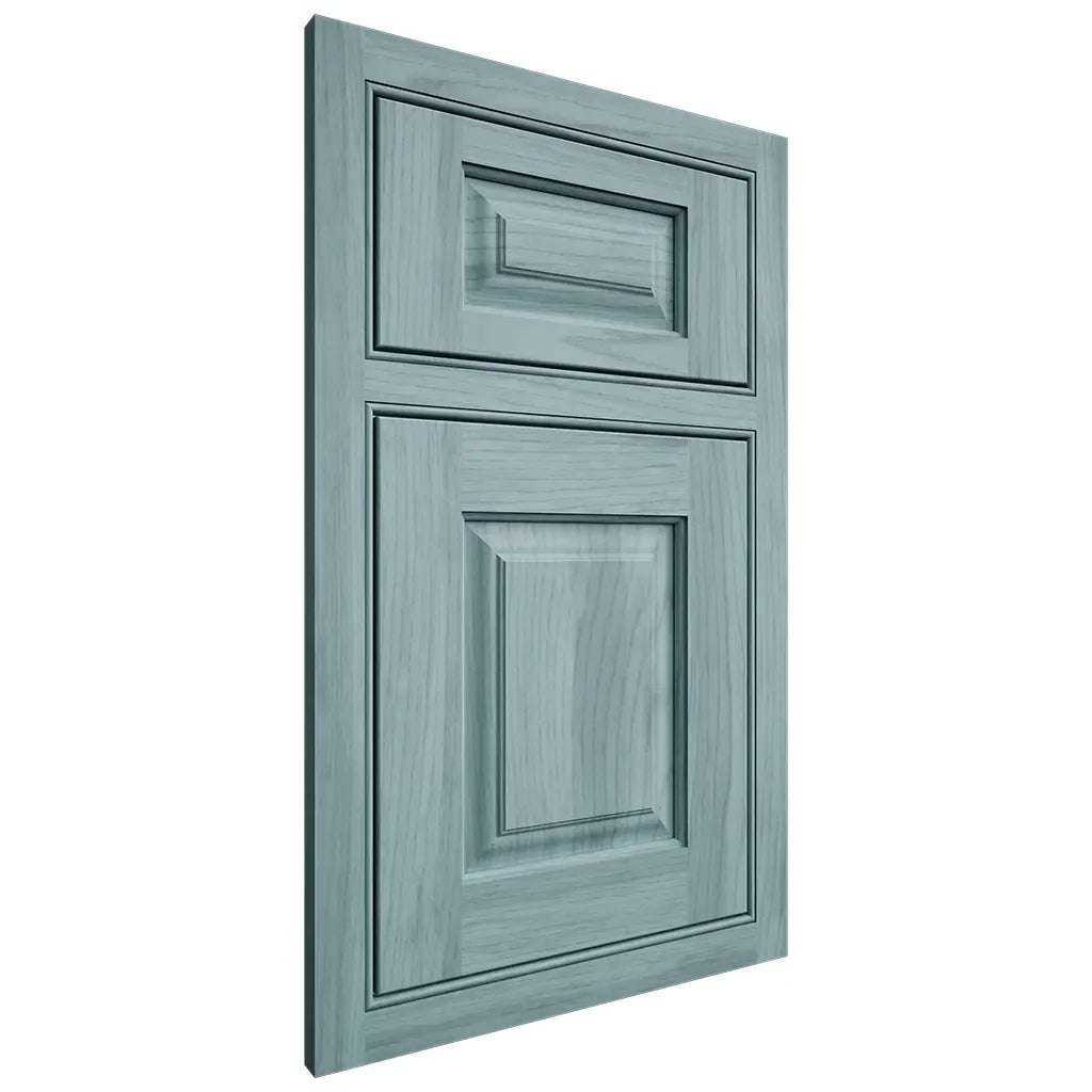 Shiloh Cabinetry Beaded Inset Oxford Hickory Plain Cut Sky Door