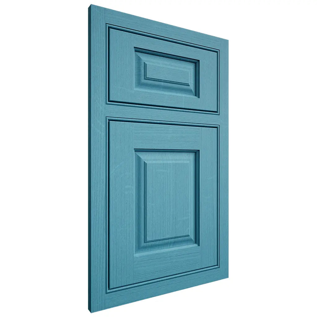 Shiloh Cabinetry Beaded Inset Oxford White Oak Quarter Sawn Aqua Door