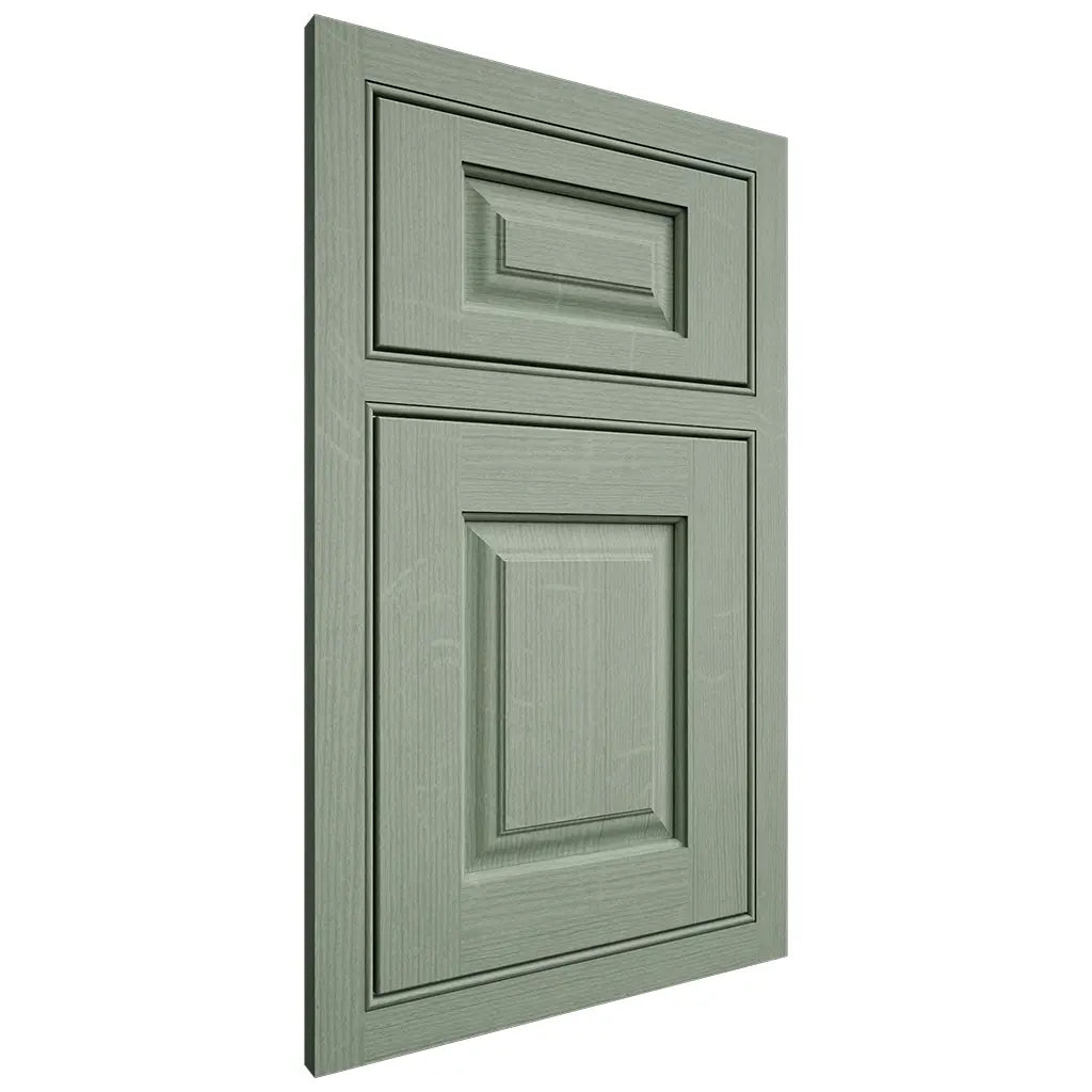 Shiloh Cabinetry Beaded Inset Oxford White Oak Quarter Sawn Moss Door