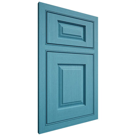 Shiloh Cabinetry Beaded Inset Oxford White Oak Rift Cut Aqua Door