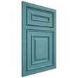 Shiloh Cabinetry Beaded Inset Portland Red Oak Plain Cut Aqua Door