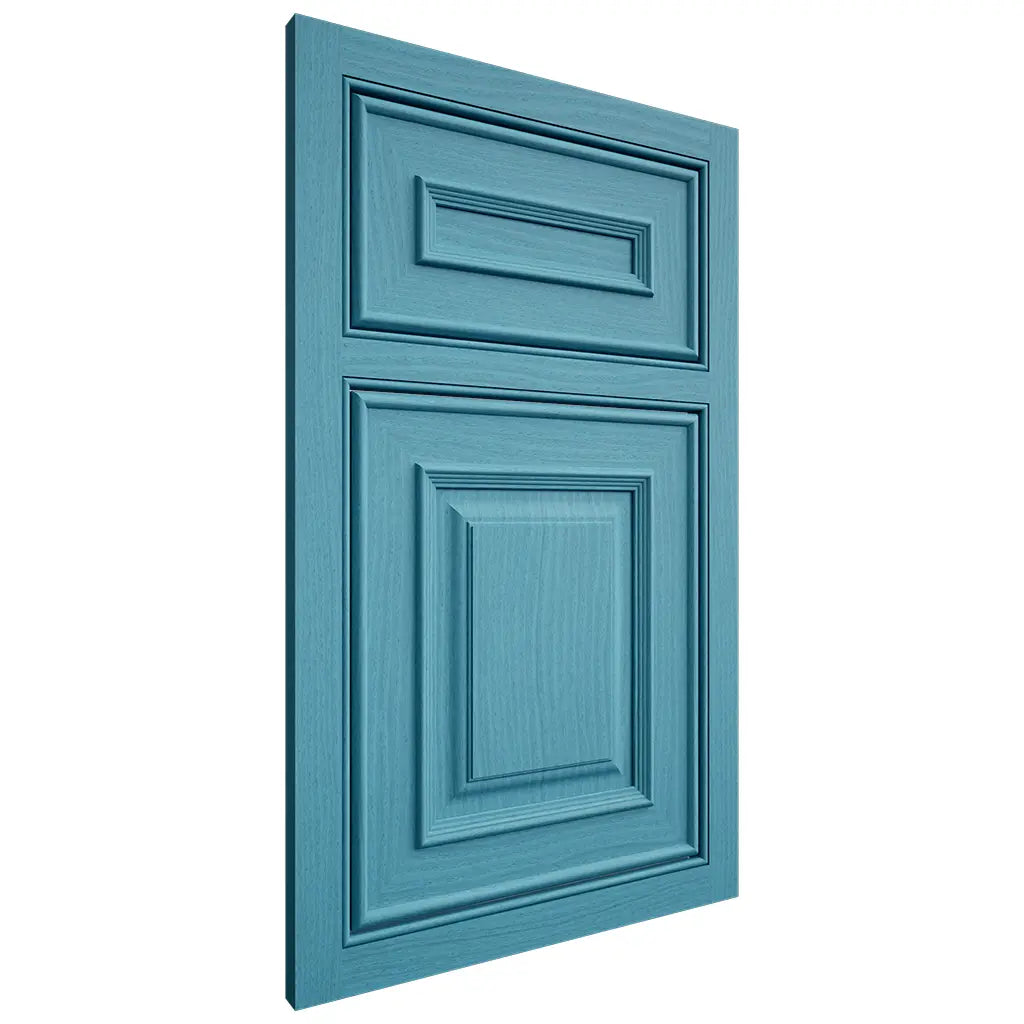 Shiloh Cabinetry Beaded Inset Portland White Oak Plain Cut Aqua Door