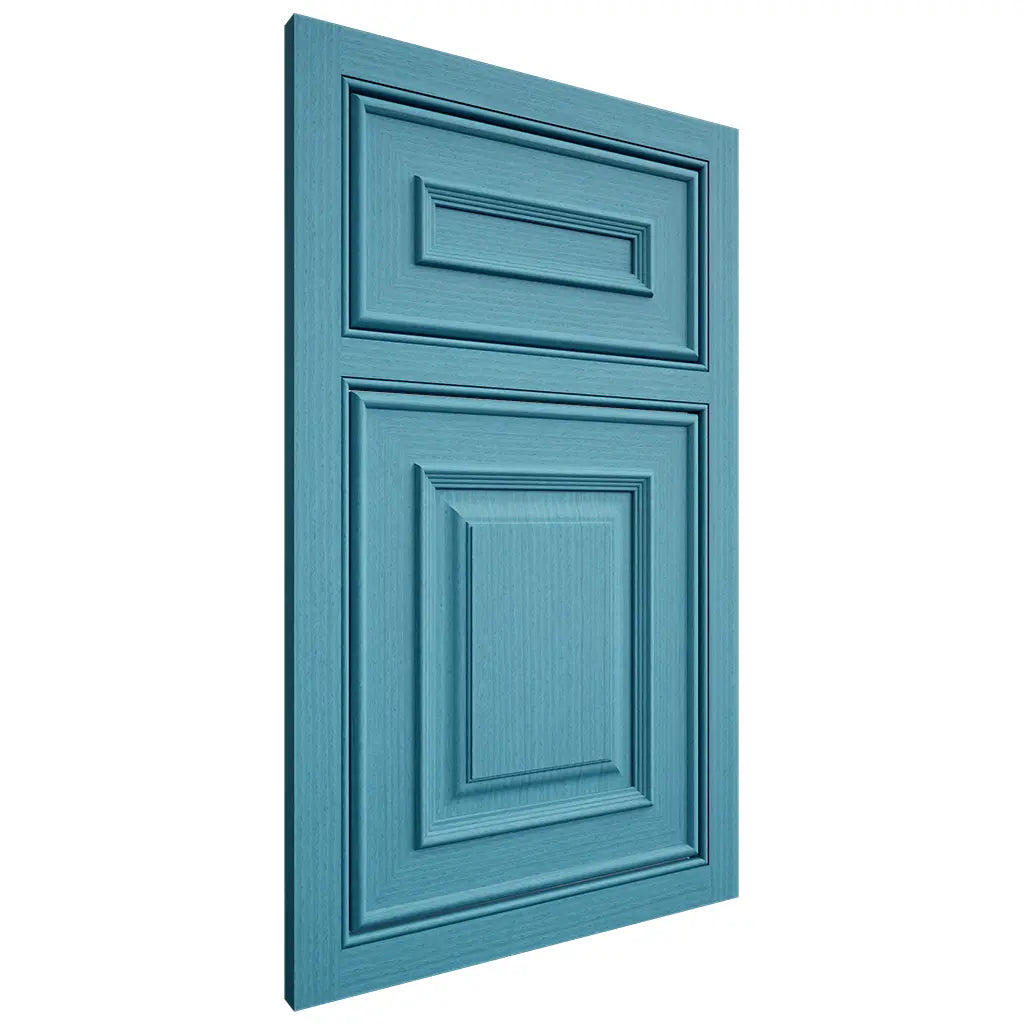 Shiloh Cabinetry Beaded Inset Portland White Oak Rift Cut Aqua Door