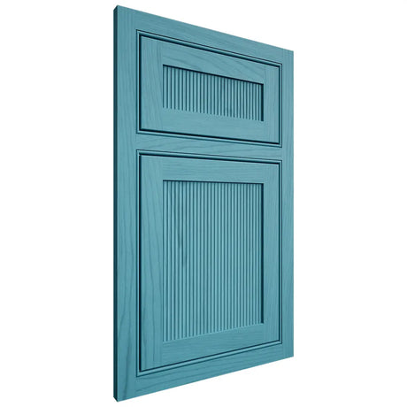 Shiloh Cabinetry Beaded Inset Reeded Malibu Alder Plain Cut Aqua Door