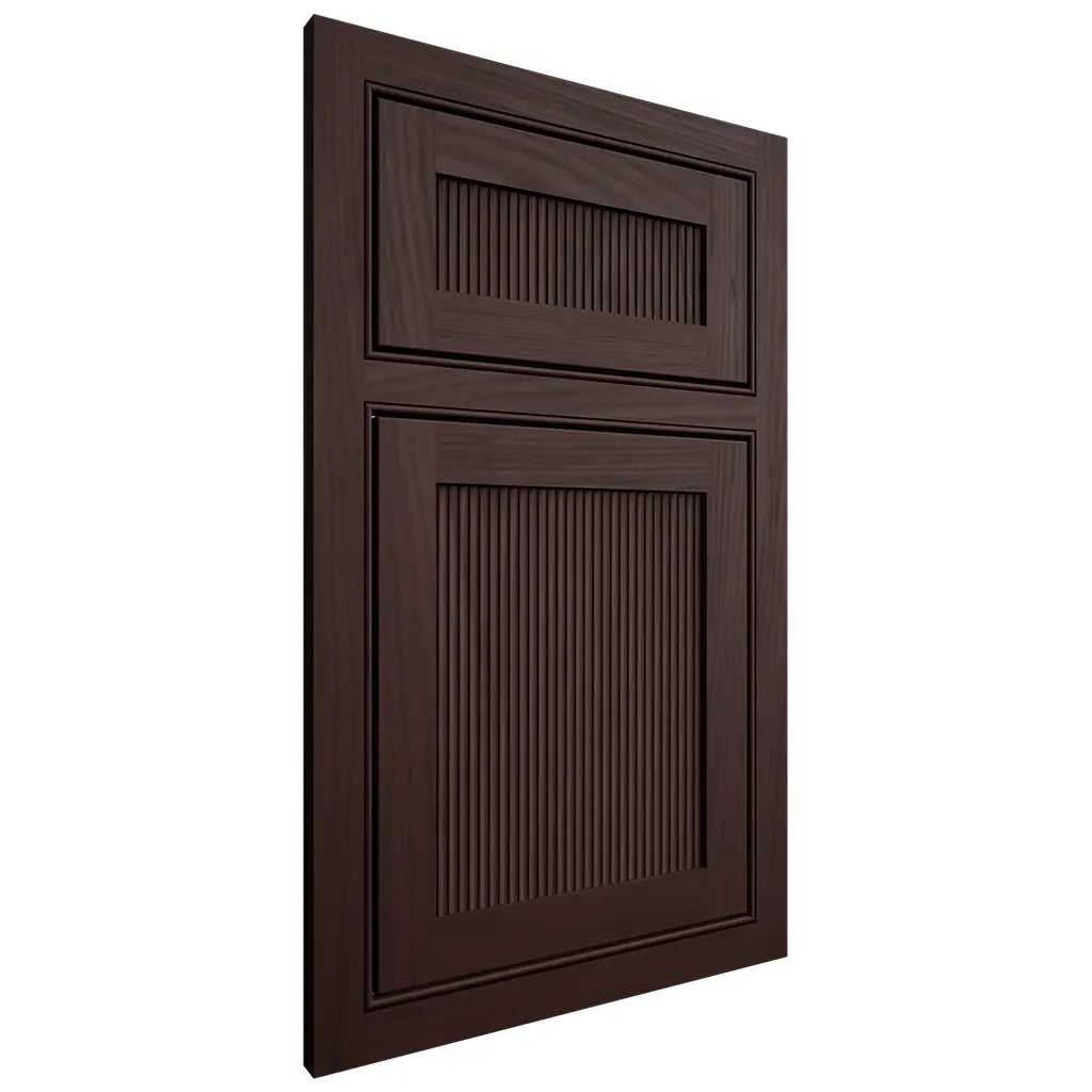 Shiloh Cabinetry Beaded Inset Reeded Malibu Alder Plain Cut Bistre Door