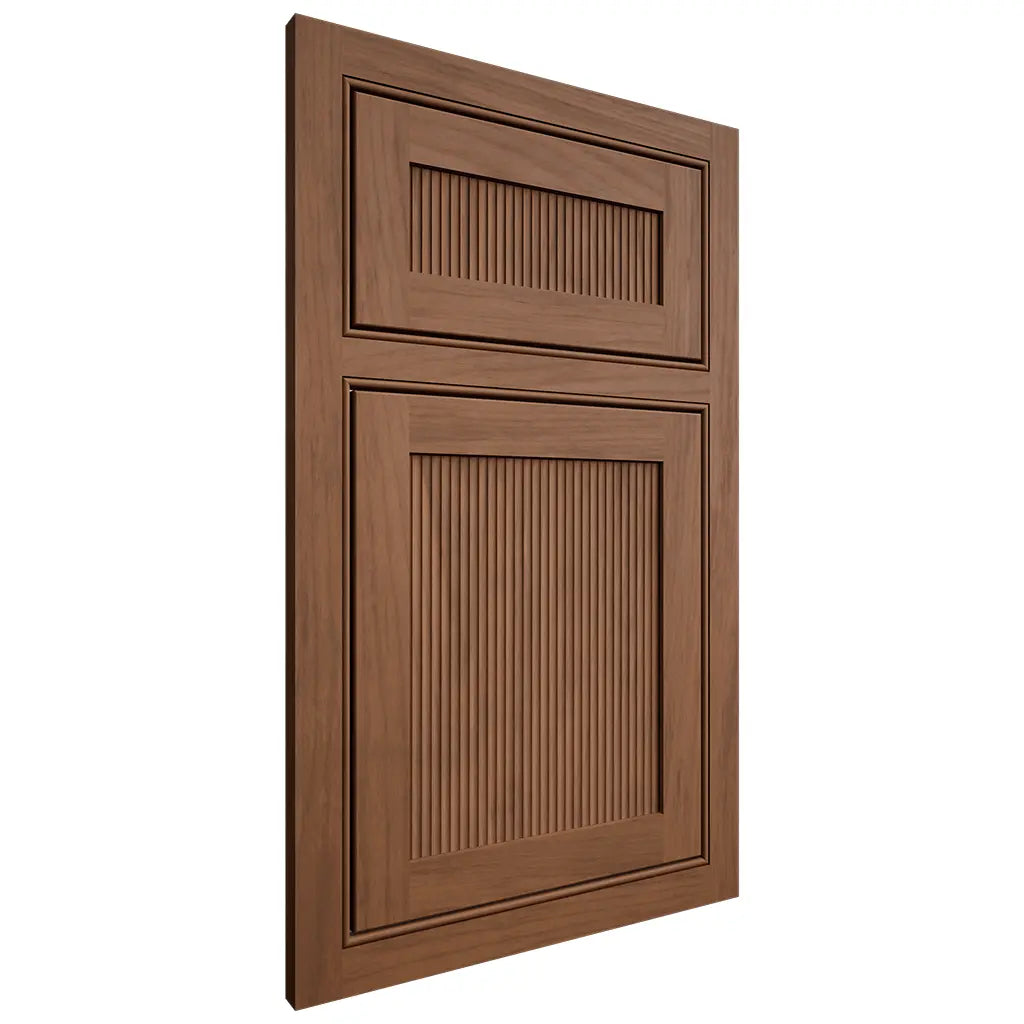 Shiloh Cabinetry Beaded Inset Reeded Malibu Alder Plain Cut Cola Door