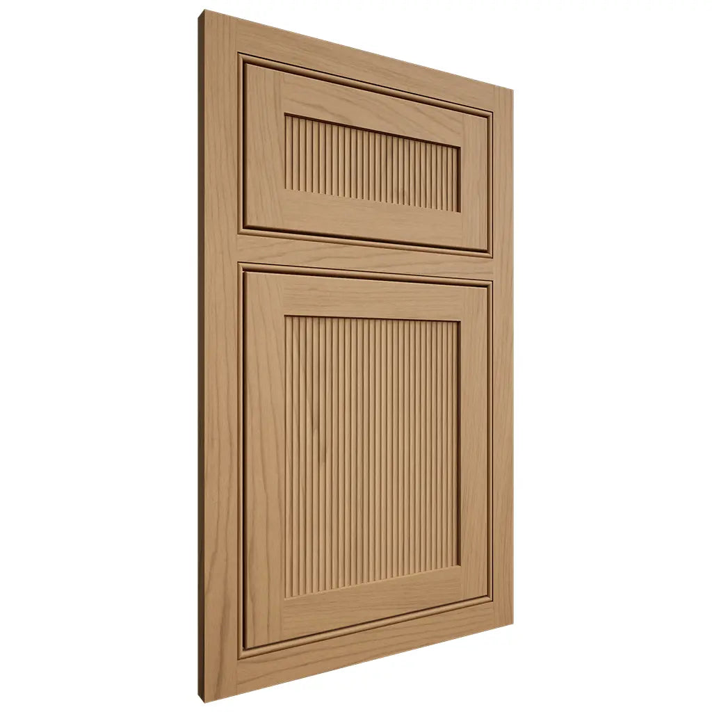 Shiloh Cabinetry Beaded Inset Reeded Malibu Alder Plain Cut Natural Door