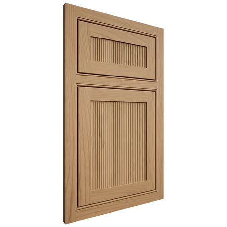Shiloh Cabinetry Beaded Inset Reeded Malibu Alder Plain Cut Natural Door