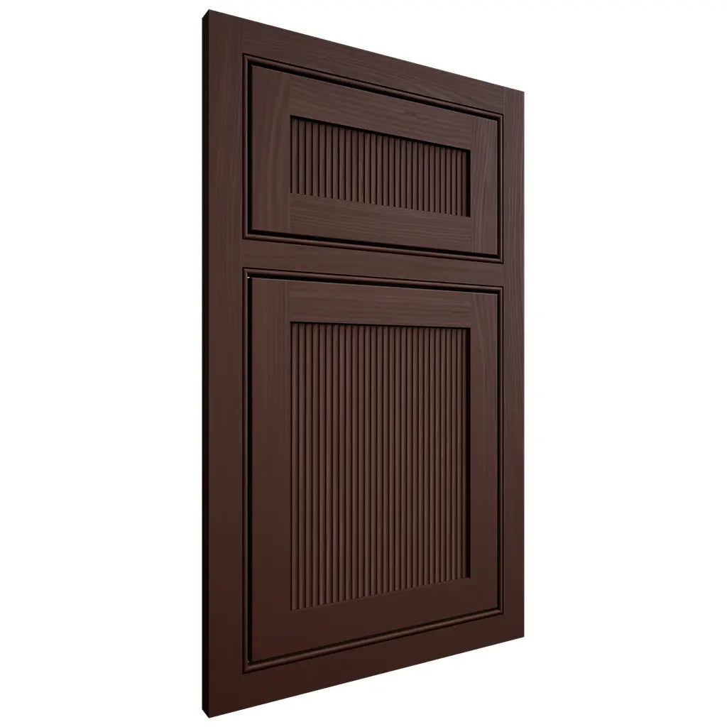 Shiloh Cabinetry Beaded Inset Reeded Malibu Alder Plain Cut Umber Door