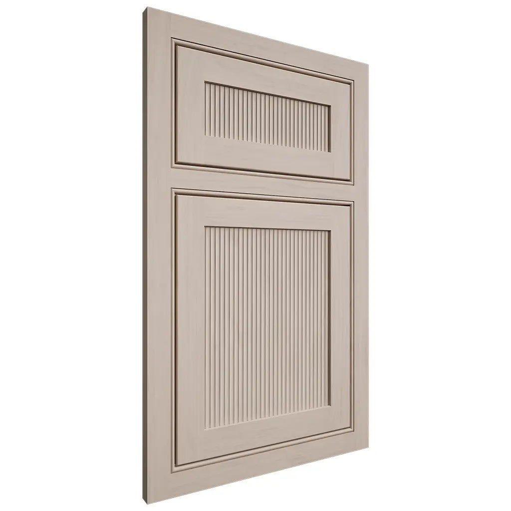 Shiloh Cabinetry Beaded Inset Reeded Malibu Alder Plain Cut White Sands Door