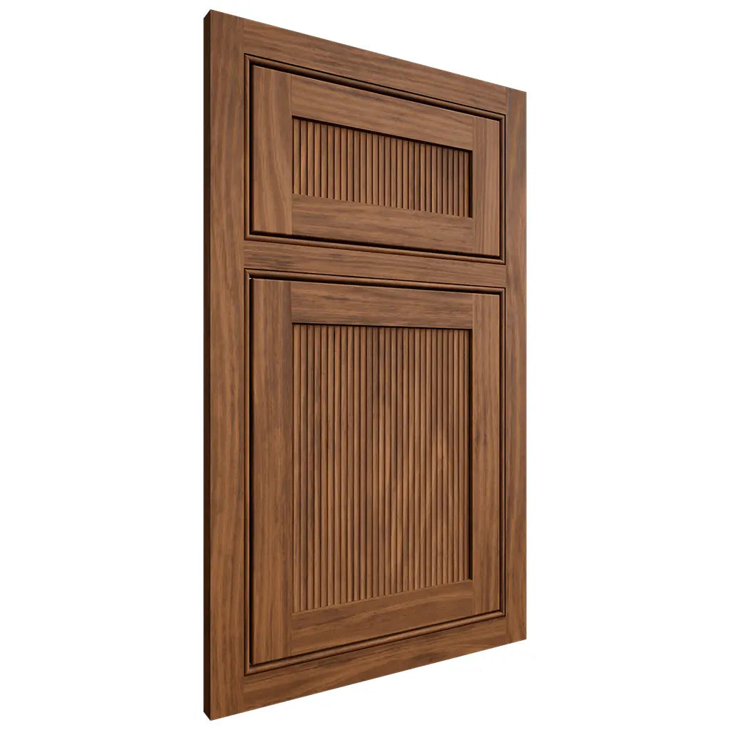 Shiloh Cabinetry Beaded Inset Reeded Malibu Cherry Plain Cut Carob Door