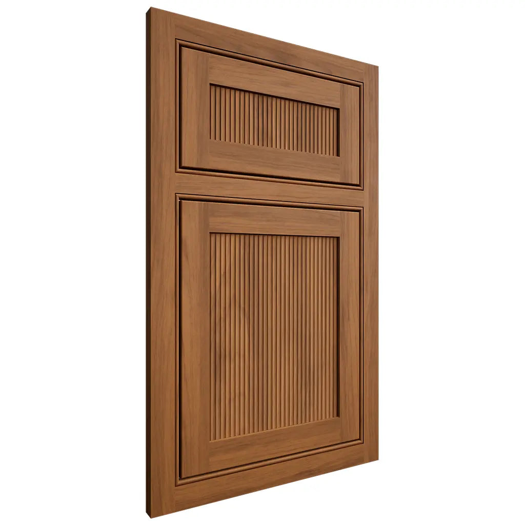 Shiloh Cabinetry Beaded Inset Reeded Malibu Hickory Plain Cut Chestnut Door