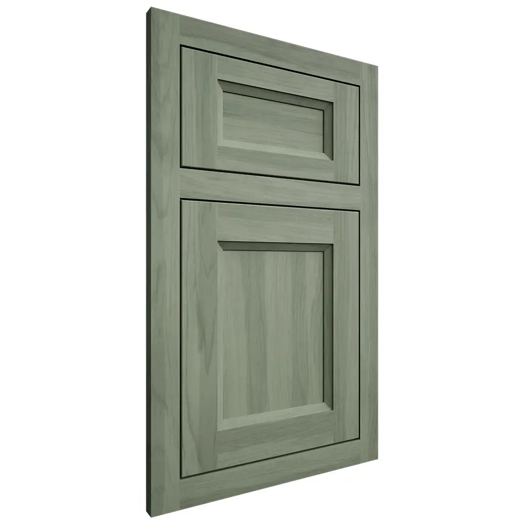 Shiloh Cabinetry Beaded Inset Reeded Malibu Hickory Plain Cut Moss Door