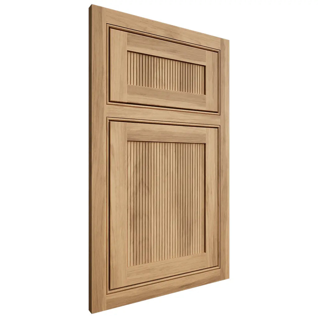 Shiloh Cabinetry Beaded Inset Reeded Malibu Hickory Plain Cut Natural Door