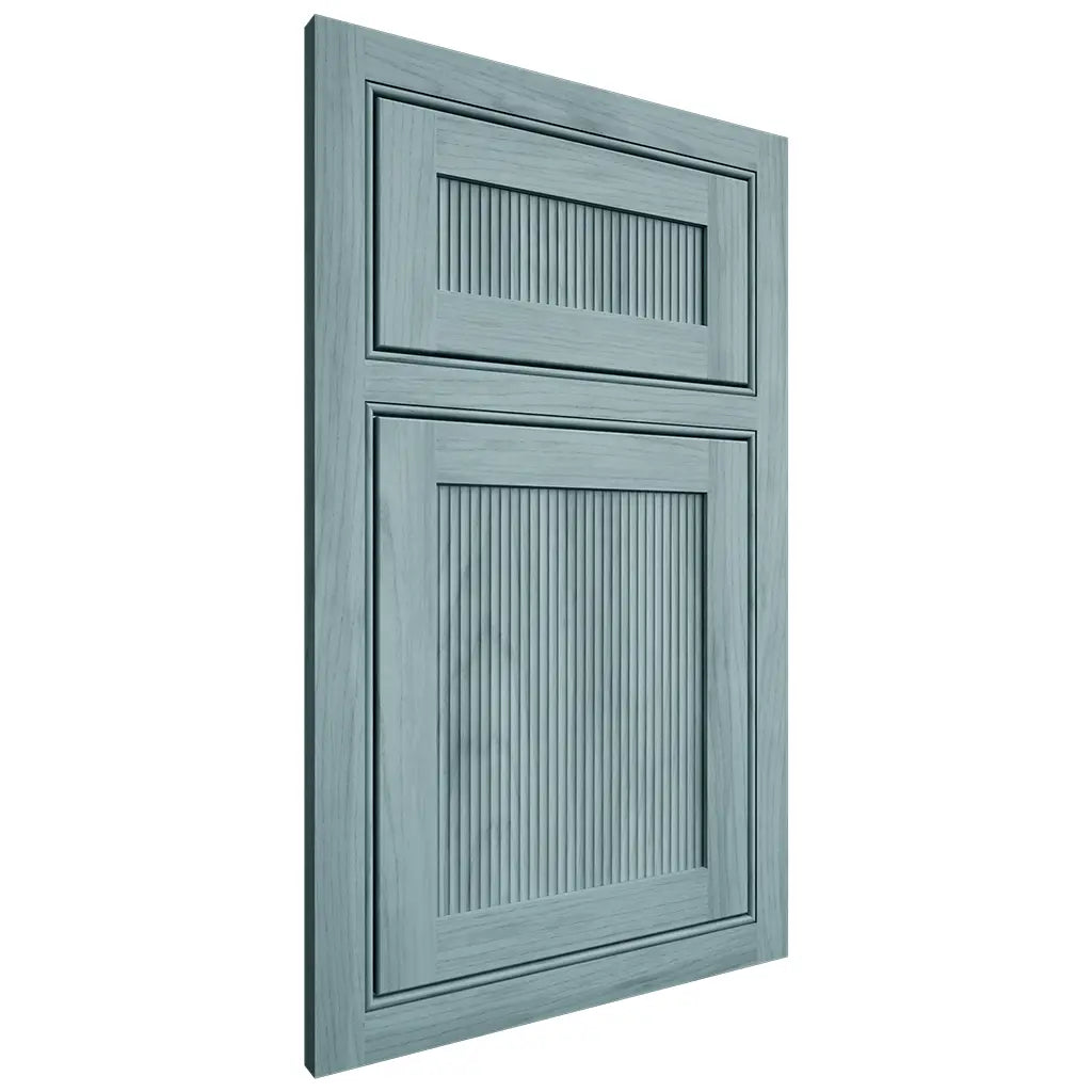 Shiloh Cabinetry Beaded Inset Reeded Malibu Hickory Plain Cut Sky Door