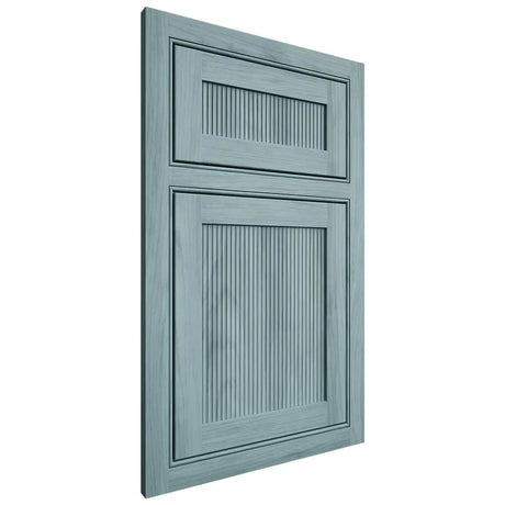 Shiloh Cabinetry Beaded Inset Reeded Malibu Hickory Plain Cut Sky Door
